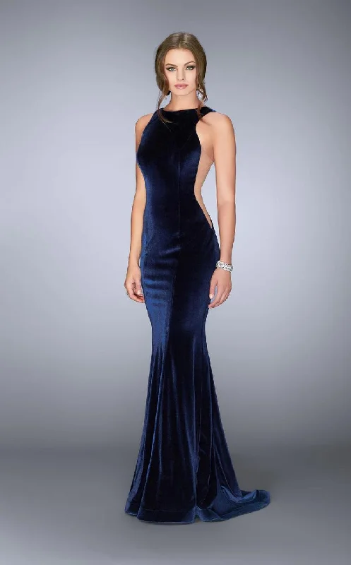 La Femme Svelte Velvet Mermaid Gown in Navy 24605 Fashionable unclassified dresses