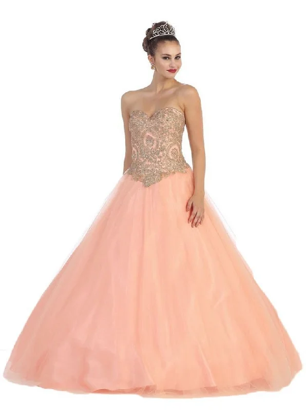 May Queen - Strapless Gilded Quinceanera Evening Gown LK-74 - 1 pc Royal in Size 14 Available Fall unclassified dresses