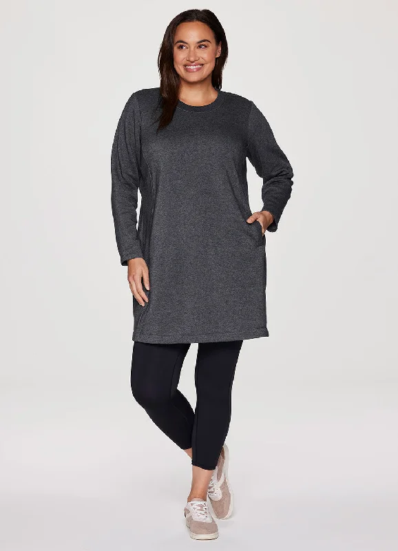 Plus Prime Fleece Crewneck Dress Polka dot unclassified dresses