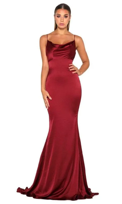 Portia and Scarlett - Dana Gown Cowl Neck Satin Gown Color block unclassified dresses