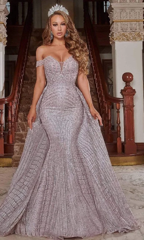 Portia and Scarlett - PS22912 Plunging Neck Embellished Gown Off-shoulder unclassified dresses