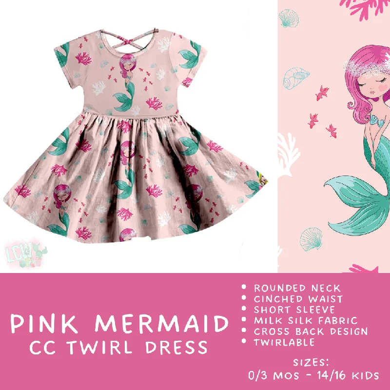 Ready To Ship - Criss Cross Twirl Dresses - Pink Mermaid Kids Twirl Criss Cross Dress Everyday wear unclassified dresses