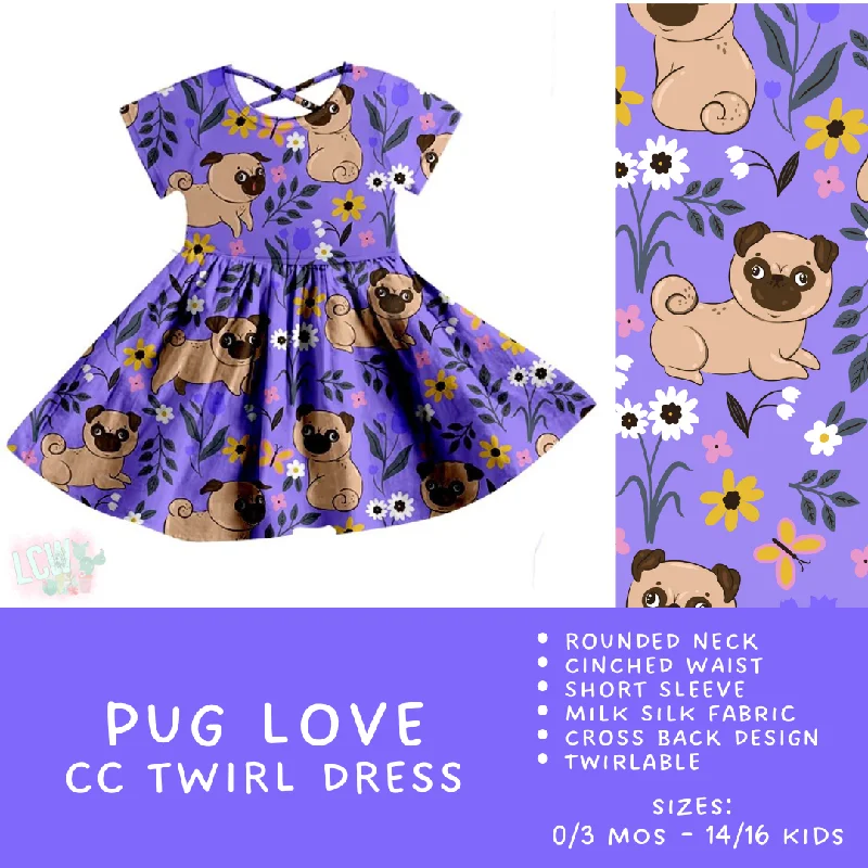 Ready To Ship  - Criss Cross Twirl Dresses - Pug Love Kids Twirl Criss Cross Dress Ruched unclassified dresses