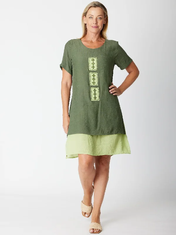 Rectangle Patch Tunic/Dress - 30605 Khaki Lime Wrap unclassified dresses