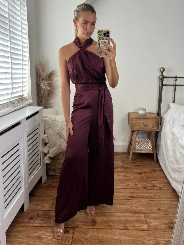 Romy Satin Halter Jumpsuit / Mulberry Stylish unclassified dresses