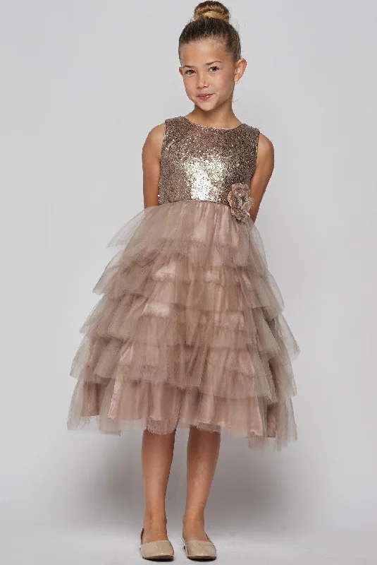 Sleeveless Beaded and Layered  Flower Girl Dress Holiday unclassified dresses