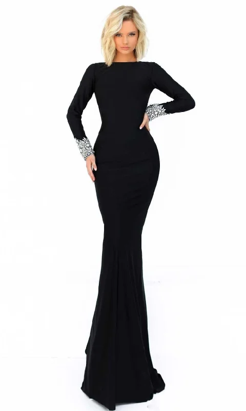 Tarik Ediz - 51016 Jewel Fitted Evening Dress Satin unclassified dresses