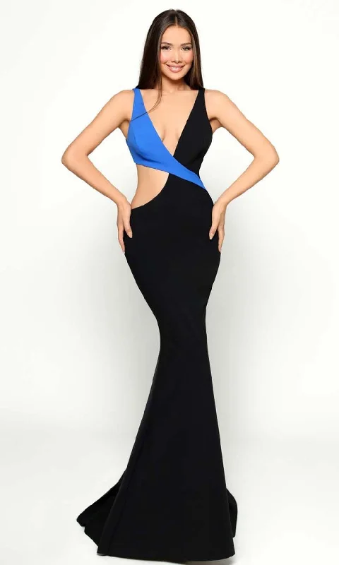 Tarik Ediz - 51188 Fitted Plunging V-Neck Evening Dress Mesh unclassified dresses