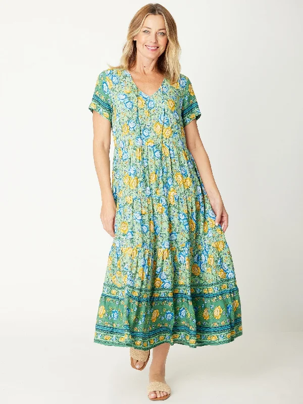 Tier Garden Rayon Dress- Mint 30954 Floral unclassified dresses