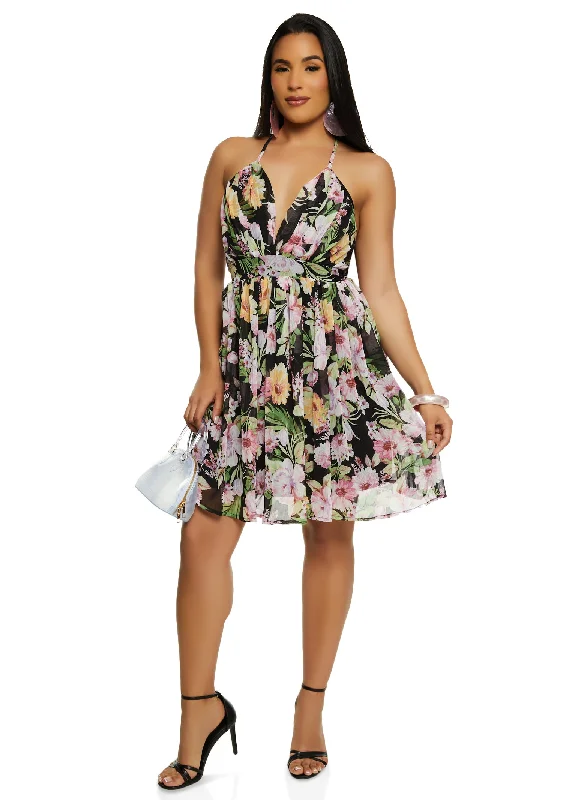 Haute Monde Floral Print Criss Cross Back Cami Dress Sexy floral print dresses