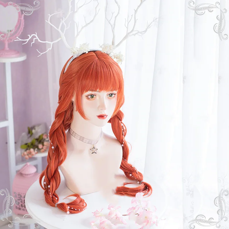 lolita orange long curly wig yv30720 Flowing Boho Skirt