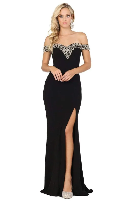 Dancing Queen 4004 - Lace Trim Off Shoulder Prom Dress Simple Lace Dress