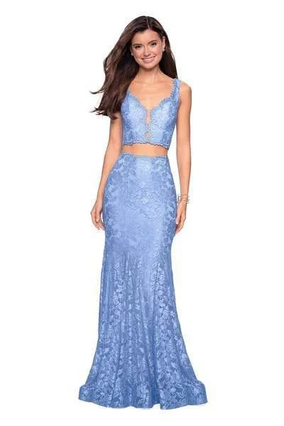 La Femme 27302 - Two Piece Lace Gown Satin Lace Dress