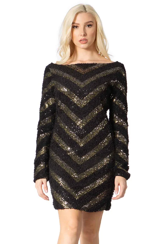 Freya Sequin Chevron Dress Sequin Wrap Dress