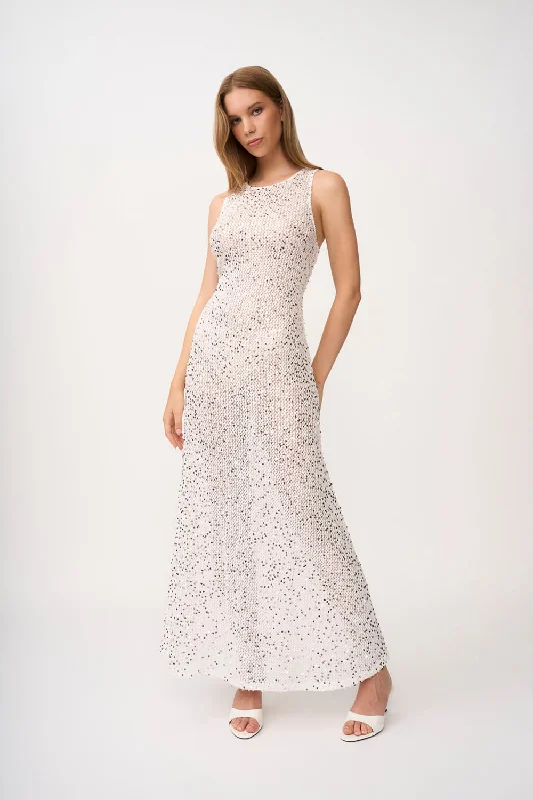 Stellar Sheer Sequin Dress - Silver White Sexy Sequin Gown