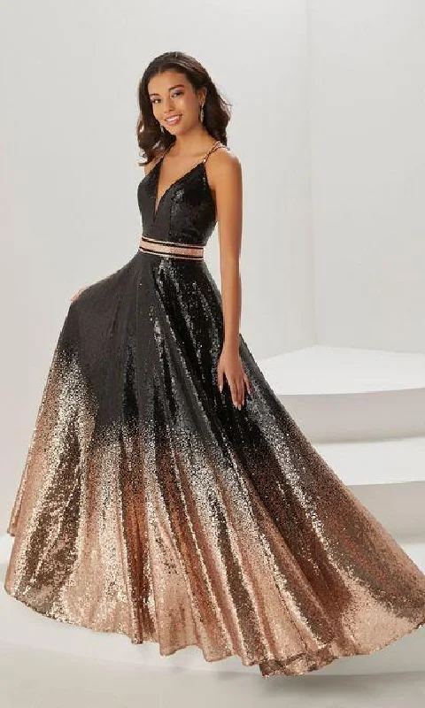 A-Line Sequin Ombre Prom Dress: Tiffany 16941 Sparkly Mini Sequin