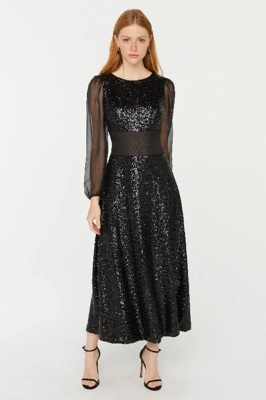 Bianca Sequin & Chiffon Dress Backless Sequin Dress