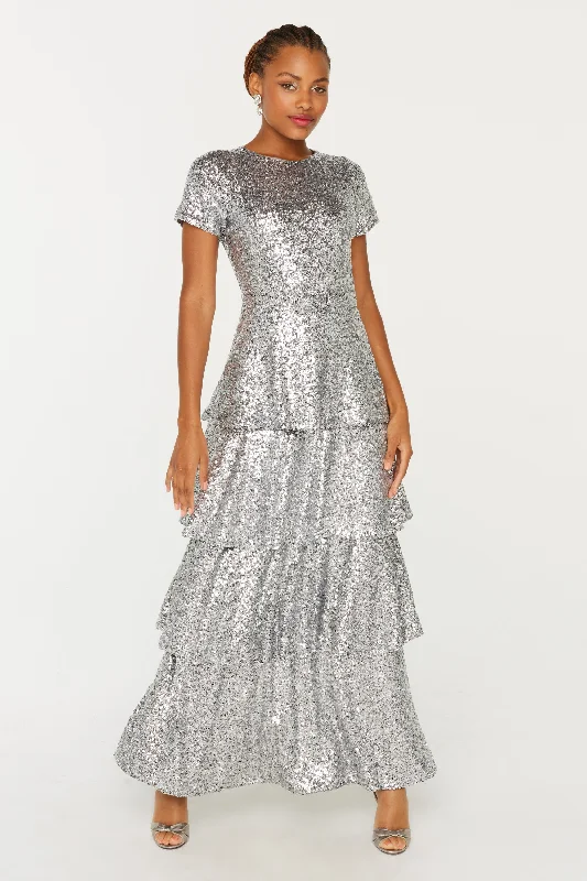 Brynn Tiered Sequin Dress Bright Sequin Dress