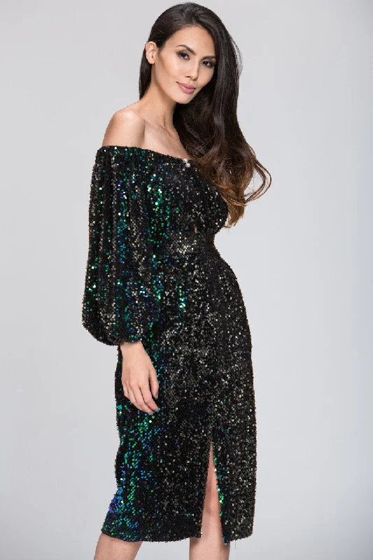 Deema Al Asadi - Sequined off the Shoulder Dress Sequin Dress Night