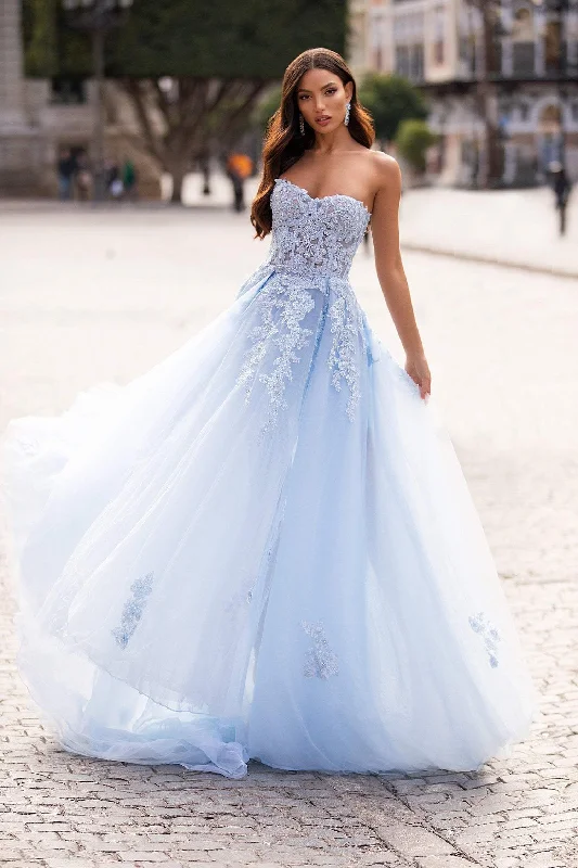 Estafania Beaded Tulle Gown - Baby Blue Tulle Dress Trendy