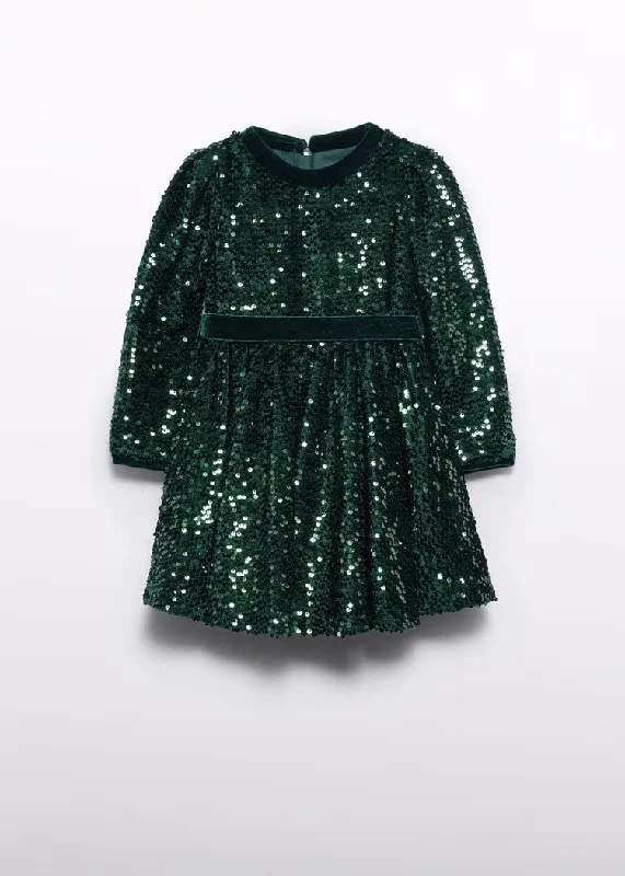 Green Bottle Sequin Velvet Dress by Abel & Lula Sequin Dress Sexy