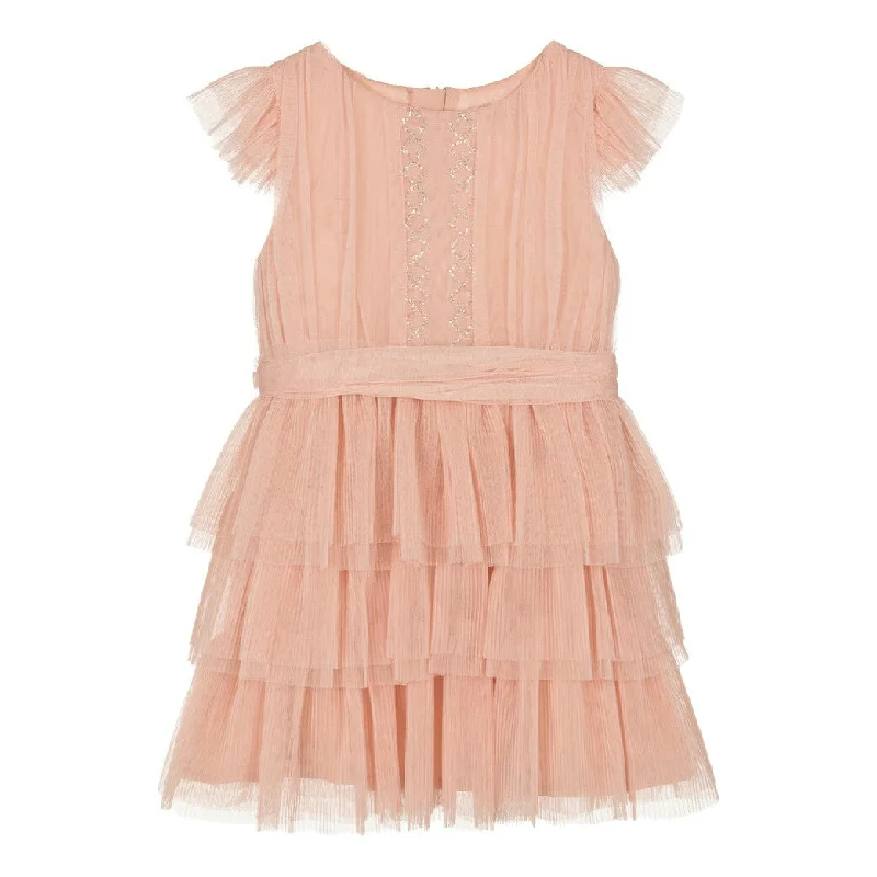 Peach Pleated Tulle Dress Boho Tulle Dress