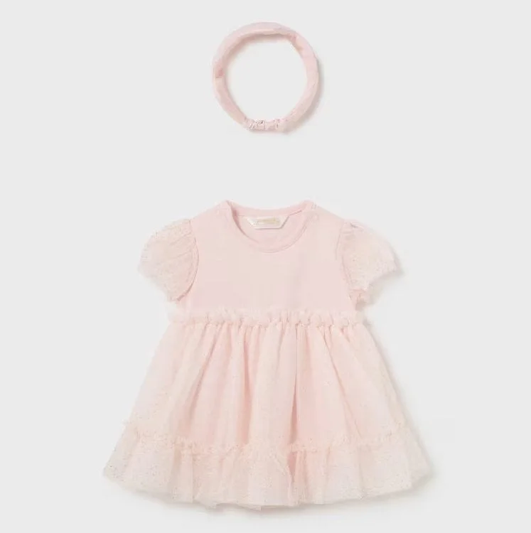 Pink Teacup Tulle Dress & Headband Sequin Tulle Dress