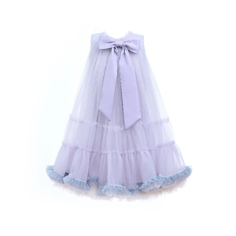 Purple Bow Tulle Frill Dress Stylish Tulle Dress