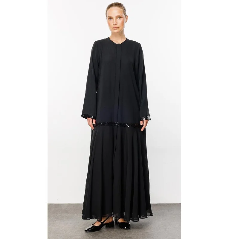 Modern Muslim Women’s Exquisite Islamic Abaya with Sequins - 241555 Black Sequin Dress Sparkle