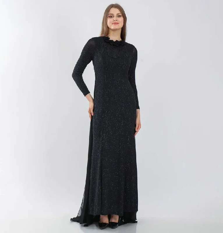 Modest Formal Sequined Dress G238 Black Stylish Sequin Dress