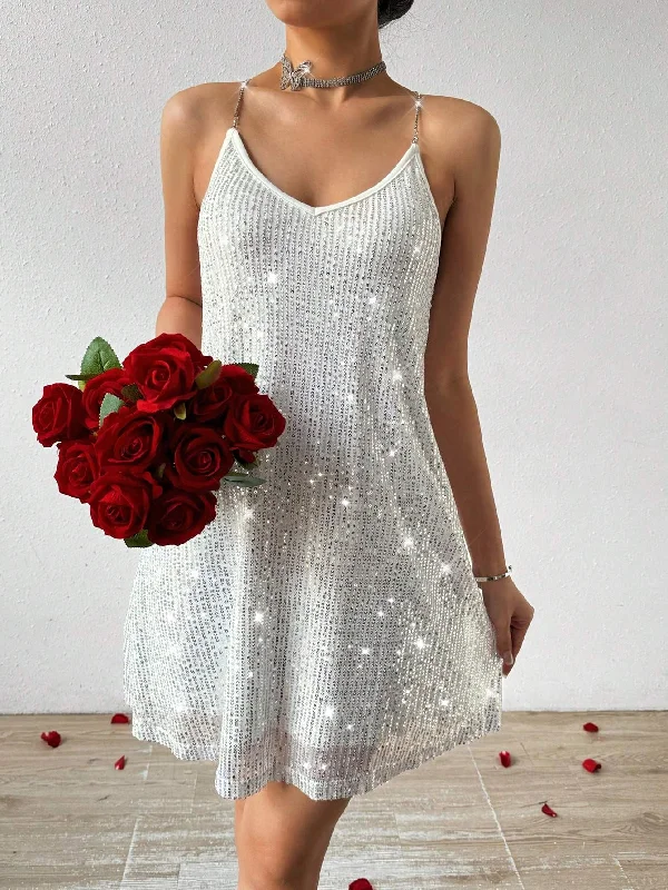 PRIV WHITE SEQUIN BACKLESS CAMI DRESS Black Sequin Gown