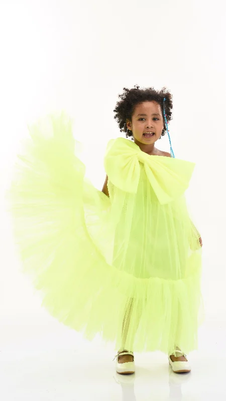 Green Maggi Neon Bow Tulle Dress Tulle Dress Sparkle