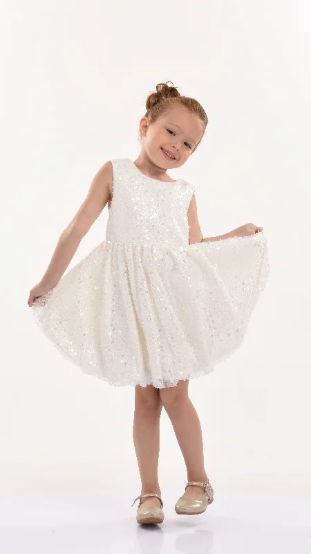 Pearl White Ainsley Sequin Bow Dress Sequin Dress Night