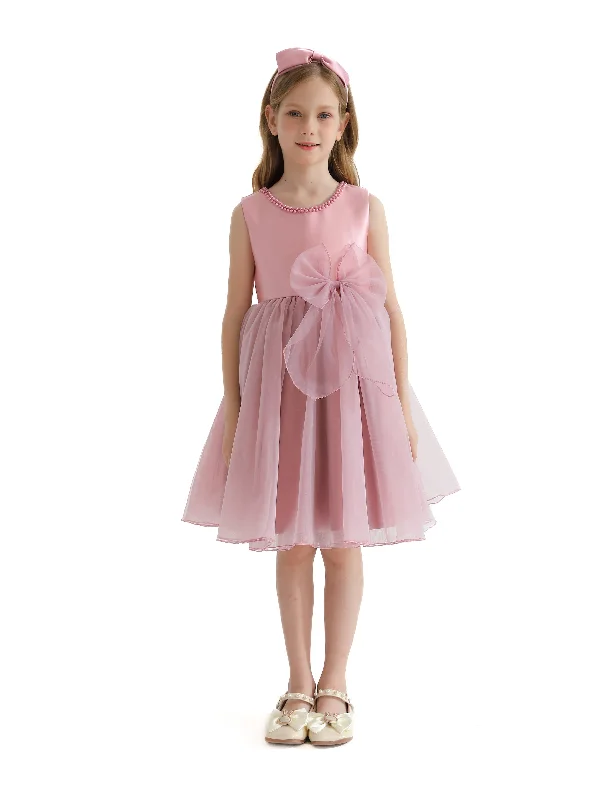 Pink Felice Tulle Bow Dress White Tulle Dress