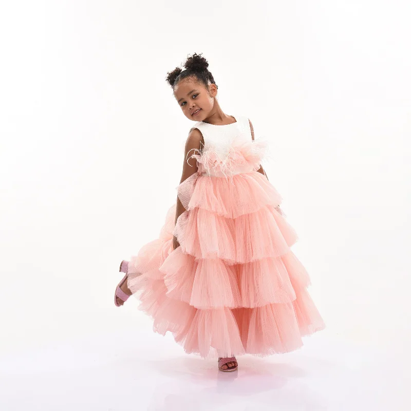 Pink Madera Tiered Tulle Dress Bohemian Tulle Dress