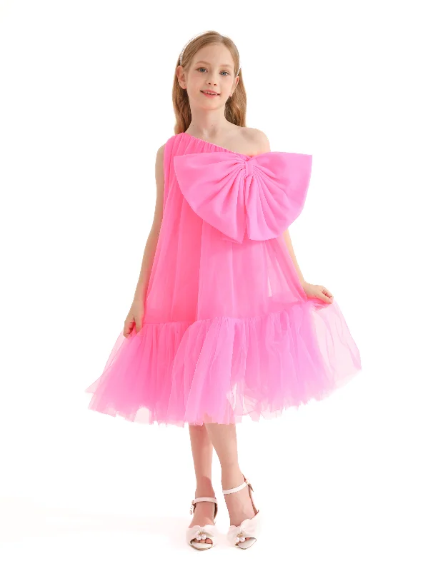 Pink Maggi Neon Bow Tulle Dress Tulle Party Dress