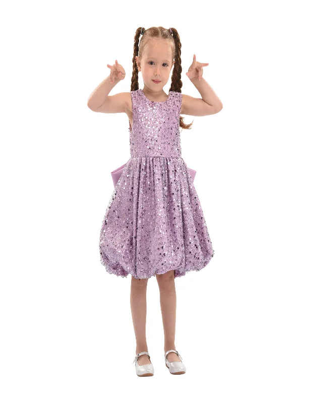 Purple Ainsley Sequin Bow Dress Sequin Dress Fit