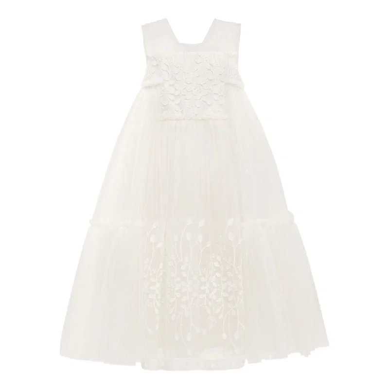 White Embroidered Tulle Dress Tulle Dress Modern