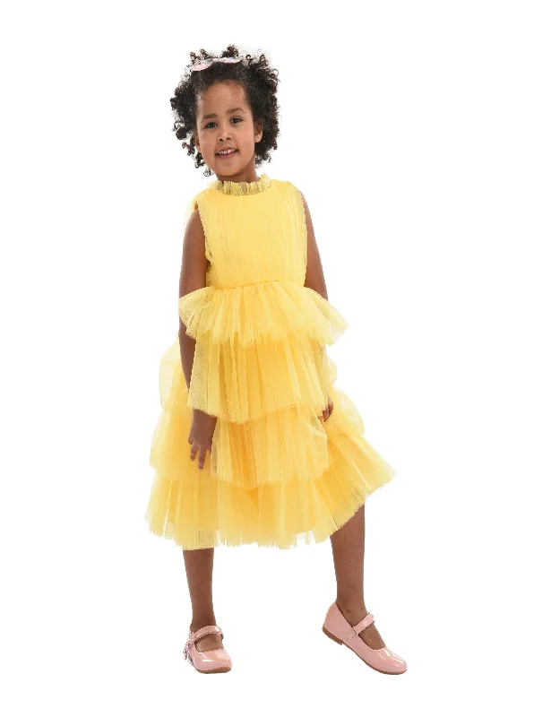 Yellow Farvue Tiered Tulle Dress Formal Tulle Dress