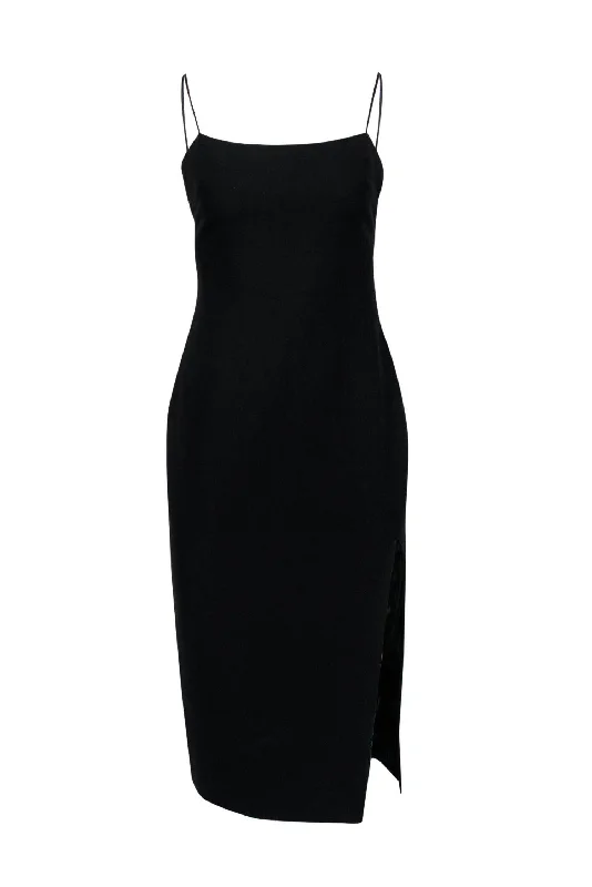 Cinq a Sept - Black Strappy Bodycon Dress w/ Slit Sz 6 Sleeveless Bodycon Dress