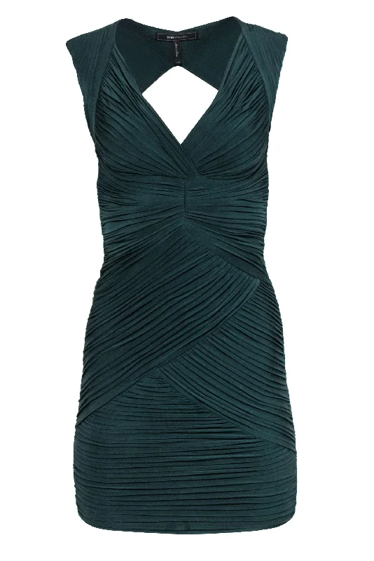 BCBG Max Azria - Emerald Green Ruched Backless Bodycon Sz XXS Bodycon Dress Trend