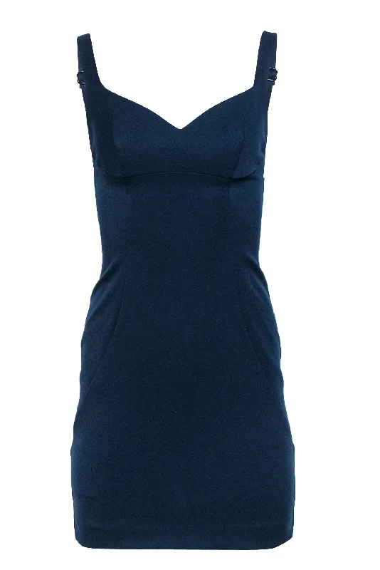 Black Halo - Smoky Blue Bodycon Dress w/ Hardware Accents Sz 0 Bodycon Dress Look