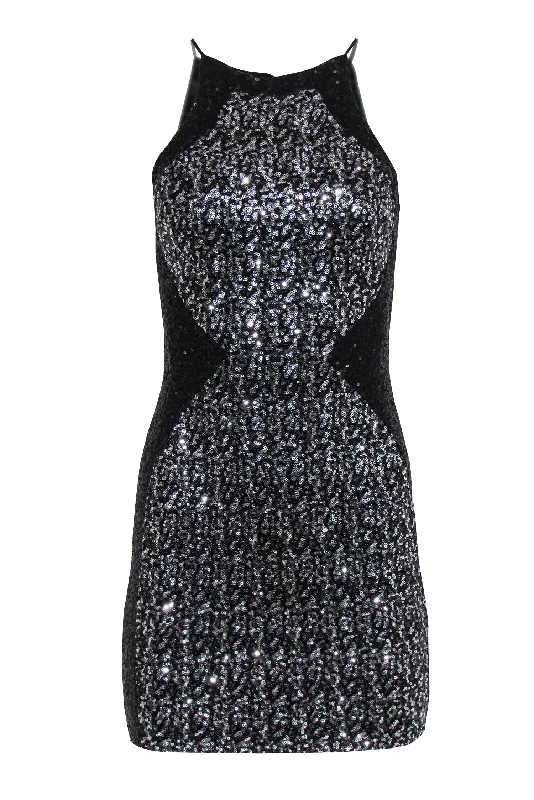 Dress the Population - Black & Silver Sequined Bodycon Dress Sz XS Fashion Bodycon Dress