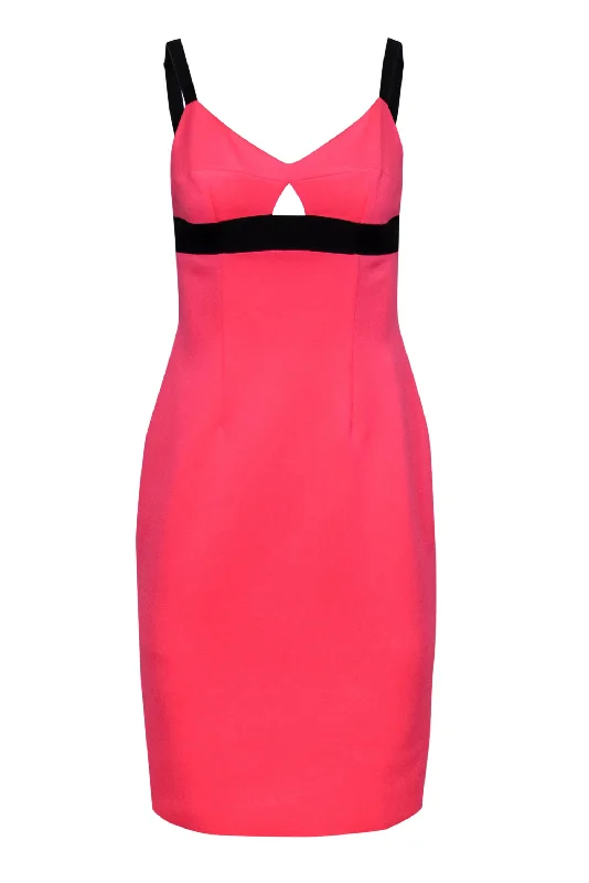 Milly - Neon Pink Sleeveless Bodycon Dress w/ Cutout Sz 6 Sexy Mini Bodycon