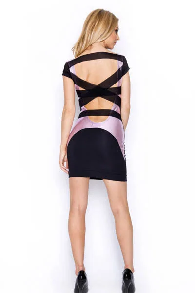 Sexy Bodycon Dress pink/black Sleeveless Bodycon Gown