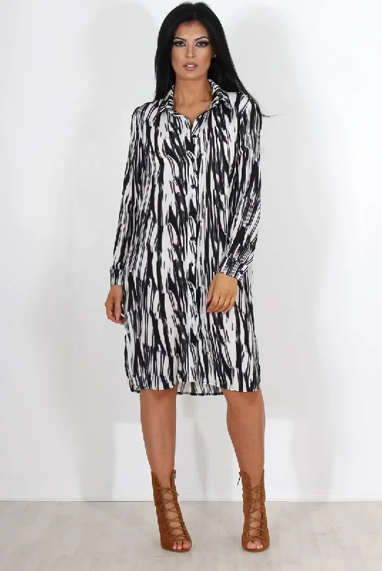 Alva Black & White Shirt Dress Denim Shirt Dress