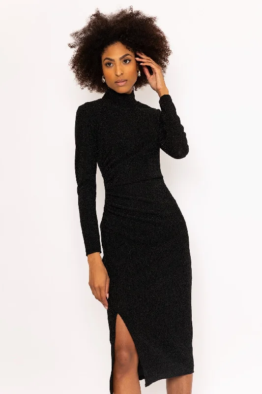 Black Lurex Cynthia Midi Dress Elegant Midi Dress