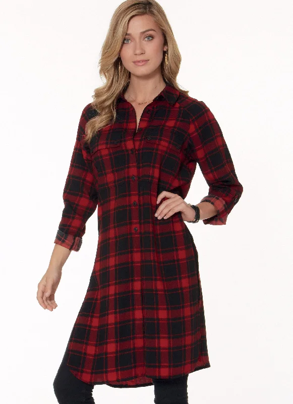 M7472 Misses' Raglan Sleeve, Button-Down Shirts and Tunics Relaxed Shirt Dress