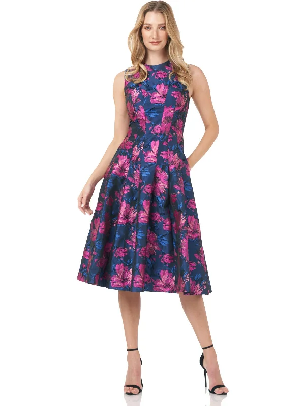 Womens Floral Midi Cocktail and Party Dress Bohemian Midi Skirt