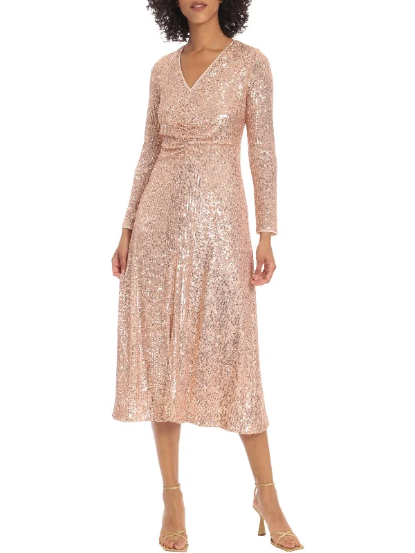 Womens Sequined Midi Cocktail and Party Dress Cotton Midi Skirt